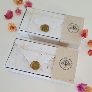 Gift Box of 6 Old fashioned Lettergrams - Handmade Recycled Writing Paper Folding Letters - neutral tones with wax seal.