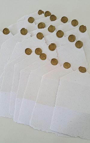 Llama Fibre Paper Lettergrams. Box of 6 Handmade Recycled Paper folding letters .. with llama Fibre