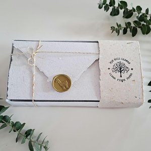 Llama Fibre Paper Lettergrams. Box of 6 Handmade Recycled Paper folding letters .. with llama Fibre