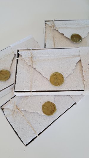Llama Poo Paper Folding Letters. Box of 6 Handmade recycled paper lettergrams