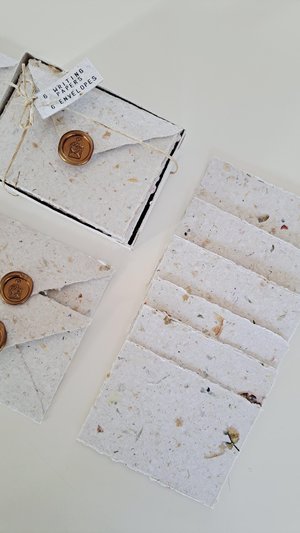 MINI Handmade Recycled Paper stationery set with botanicals - Gift Boxed