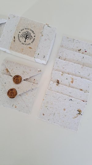 MINI Handmade Recycled Paper stationery set with botanicals - Gift Boxed