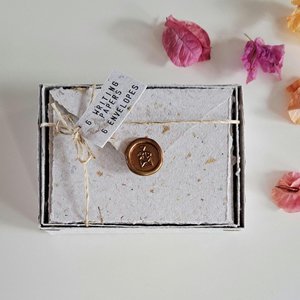MINI Handmade Recycled Paper stationery set with botanicals - Gift Boxed