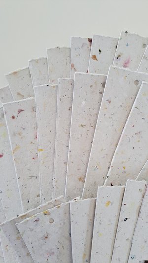 Bookmarks - Handmade recycled paper in gift box - Mixed neutral tones with flower petals and botanicals