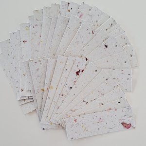 Bookmarks - Handmade recycled paper in gift box - Mixed neutral tones with flower petals and botanicals