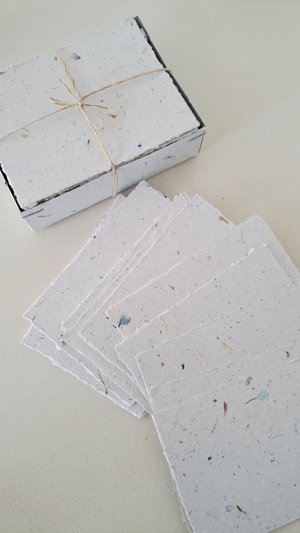 40 x Handmade papers, 4 x 3 Inch Recycled Paper Stationery Box