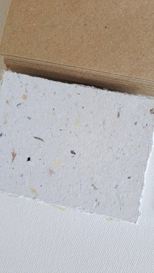 30 Handmade recycled papers with commercially recycled brown envelopes. 4x3 Inch Stationery Set in Gift Box