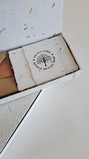 30 Handmade recycled papers with commercially recycled brown envelopes. 4x3 Inch Stationery Set in Gift Box