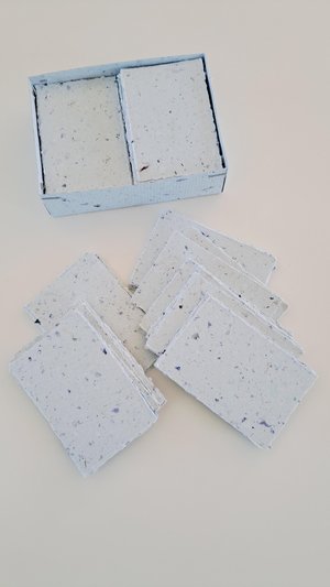 Handmade recycled card 4x3 or 2x3 Inch. Pale blue in colour, deckle and rough torn edges