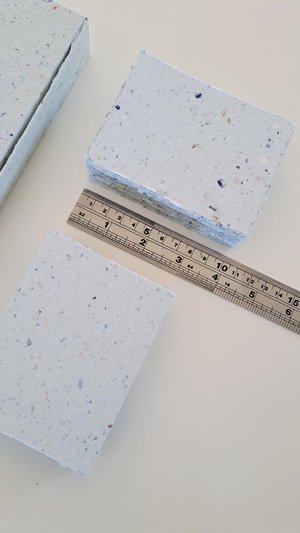 Handmade recycled card 4x3 or 2x3 Inch. Pale blue in colour, deckle and rough torn edges