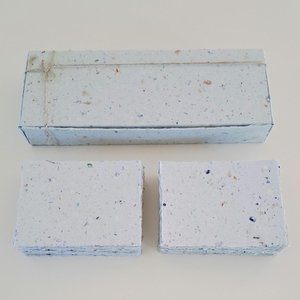 Handmade recycled card 4x3 or 2x3 Inch. Pale blue in colour, deckle and rough torn edges