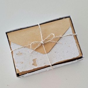 Handmade recycled small note papers with brown envelopes
