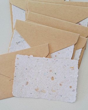 Handmade recycled small note papers with brown envelopes
