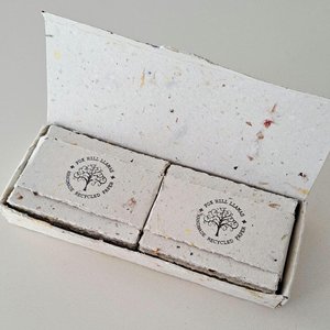 50 Pieces of thick handmade recycled card 4x3 Inch in Gift Box. Cream in colour, deckle and rough torn edges