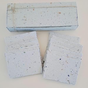 Handmade recycled card 4x3 or 2x3 Inch. Pale blue in colour, deckle and rough torn edges
