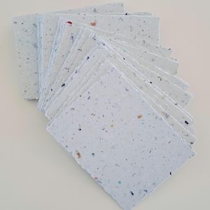 Handmade recycled card 4x3 or 2x3 Inch. Pale blue in colour, deckle and rough torn edges