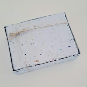 Handmade recycled card 4x3 or 2x3 Inch. Pale blue in colour, deckle and rough torn edges