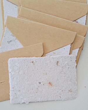 Handmade recycled small note papers with brown envelopes