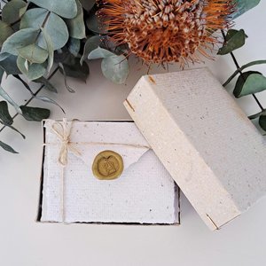MINI Handmade Recycled Paper  note and envelope set with botanicals in gift box