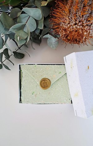 MINI Handmade Recycled Paper sheets and envelopes - colourful