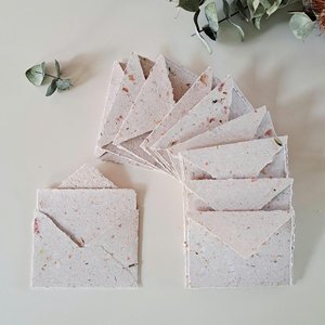 MINI Handmade Recycled Paper stationery set of 10 sheets and 10 envelopes with botanicals - Gift Boxed.