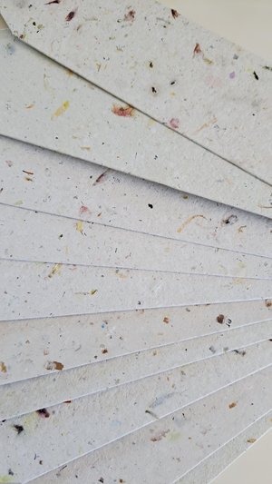 Large tags / labels / bookmarks, handmade recycled paper with botanicals