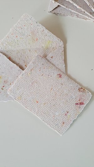 MINI Handmade Recycled Paper stationery set of 10 sheets and 10 envelopes with botanicals - Gift Boxed.