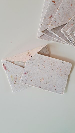 MINI Handmade Recycled Paper stationery set of 10 sheets and 10 envelopes with botanicals - Gift Boxed.