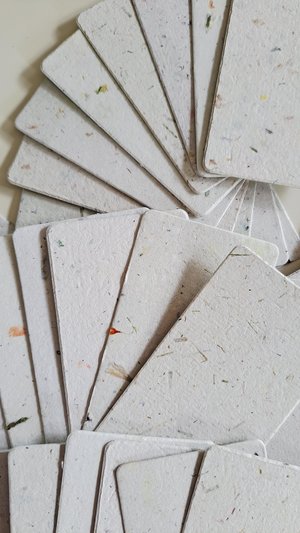 50 Handmade Recycled 2 x 3.5 inch Cards, Neutral, Blank Homemade Paper