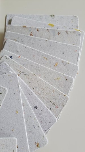 50 Handmade Recycled 2 x 3.5 inch Cards, Neutral, Blank Homemade Paper