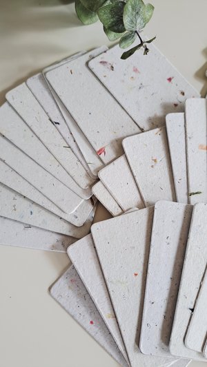 50 Handmade Recycled 2 x 3.5 inch Cards, Neutral, Blank Homemade Paper