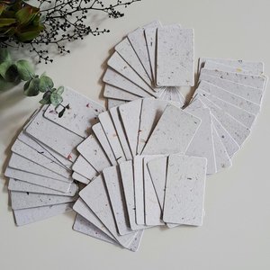 50 Handmade Recycled 2 x 3.5 inch Cards, Neutral, Blank Homemade Paper