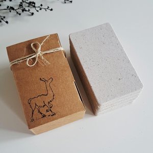 50 Llama Poo Paper Blank Business Cards, Hand-made Recycled 2 x 3.5 Inch