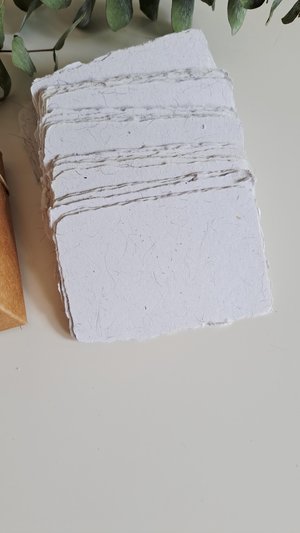 50 Llama Fibre Business Cards, Blank Hand-made, Recycled Paper with Llama Fibre, Deckle Edges