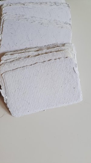 50 Llama Fibre Business Cards, Blank Hand-made, Recycled Paper with Llama Fibre, Deckle Edges