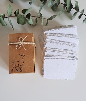 50 Llama Fibre Business Cards, Blank Hand-made, Recycled Paper with Llama Fibre, Deckle Edges
