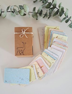 50 Handmade Recycled 2 x 3.5 inch Cards, Coloured Blank Homemade Paper