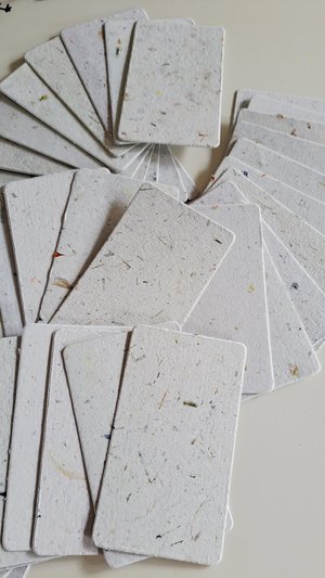 50 Handmade Recycled 2 x 3.5 inch Cards, Neutral, Blank Homemade Paper