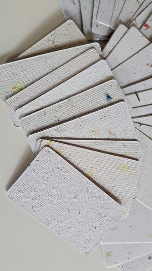 50 Handmade Recycled 2 x 3.5 inch Cards, Neutral, Blank Homemade Paper