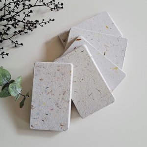 50 Handmade Recycled 2 x 3.5 inch Cards, Neutral, Blank Homemade Paper