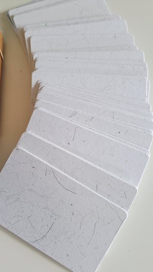 45 Llama Fibre Business Cards, Blank. Hand-made, Recycled Paper with Llama Fibre