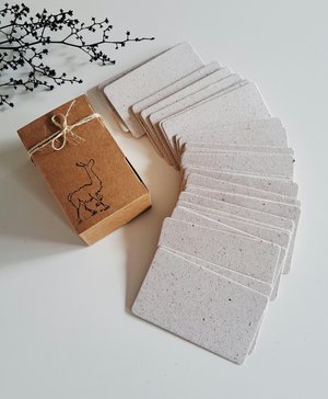 50 Llama Poo Paper Blank Business Cards, Hand-made Recycled 2 x 3.5 Inch