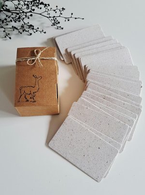 50 Llama Poo Paper Blank Business Cards, Hand-made Recycled 2 x 3.5 Inch