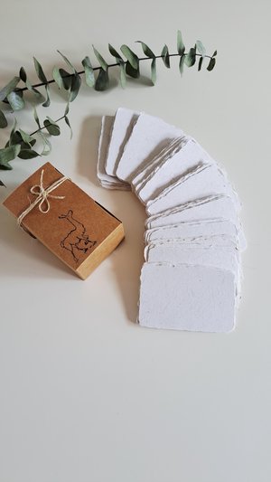 50 Llama Fibre Business Cards, Blank Hand-made, Recycled Paper with Llama Fibre, Deckle Edges