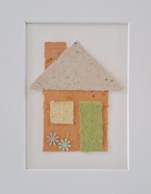 Little Houses Paper Collage Craft Kit: DIY handmade recycled paper pieces to create 4 flat house designs.