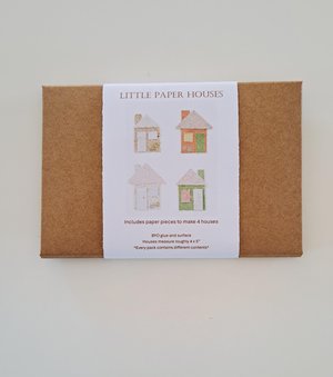 Little Houses Paper Collage Craft Kit: DIY handmade recycled paper pieces to create 4 flat house designs.