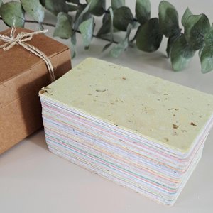 50 Handmade Recycled 2 x 3.5 inch Cards, Coloured Blank Homemade Paper