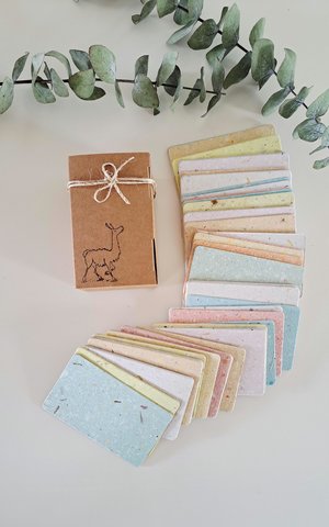 50 Handmade Recycled 2 x 3.5 inch Cards, Coloured Blank Homemade Paper