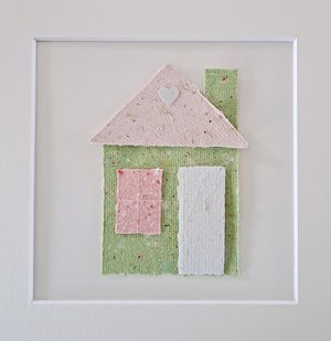 Little Houses Paper Collage Craft Kit: DIY handmade recycled paper pieces to create 4 flat house designs.