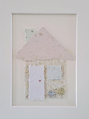 Little Houses Paper Collage Craft Kit: DIY handmade recycled paper pieces to create 4 flat house designs.